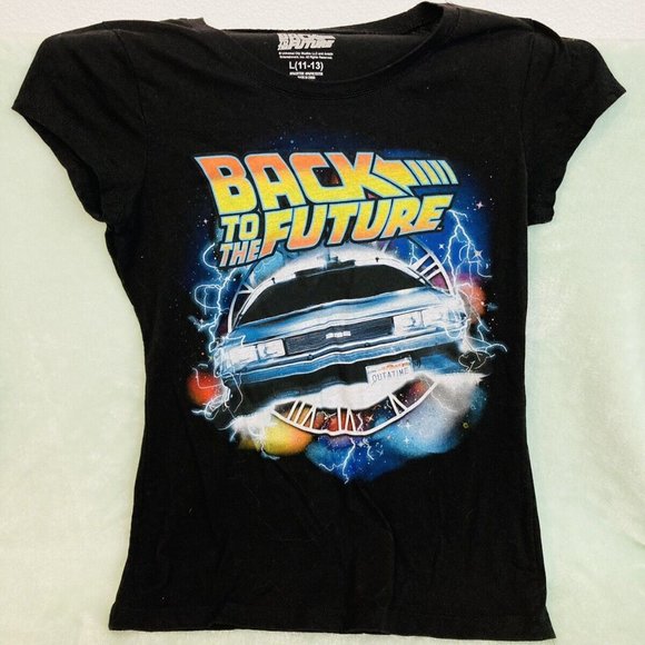 BACK TO THE FUTURE - Black T-Shirt - Young Women’s Size L (11-13) - Picture 1 of 4